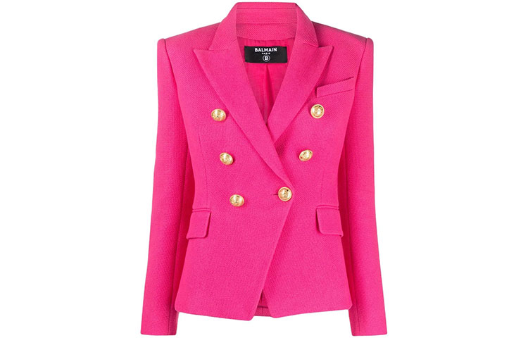 Order (W) BALMAIN 修身版粉色雙排扣西裝外套附浮雕扣 XF1SG000-CB11-4AM