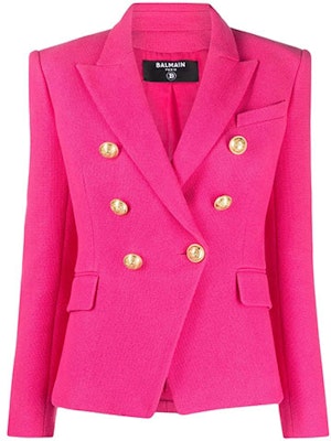 (W) BALMAIN 修身版粉色雙排扣西裝外套附浮雕扣 XF1SG000-CB11-4AM Order (W) BALMAIN 修身版粉色雙排扣西裝外套附浮雕扣 XF1SG000-CB11-4AM
