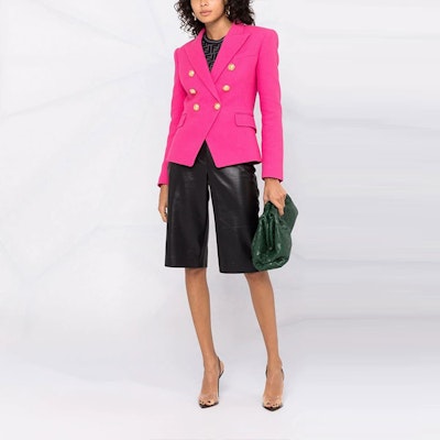 (W) BALMAIN 修身版粉色雙排扣西裝外套附浮雕扣 XF1SG000-CB11-4AM Lookbook (W) BALMAIN 修身版粉色雙排扣西裝外套附浮雕扣 XF1SG000-CB11-4AM