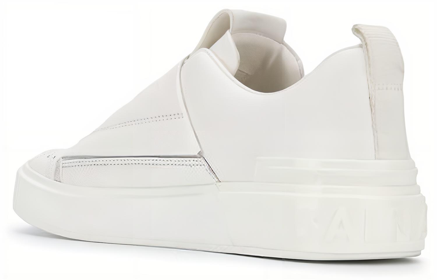 Shop BALMAIN 巴爾曼 皮革一腳蹬簡約運動時尚板鞋 女款 白色