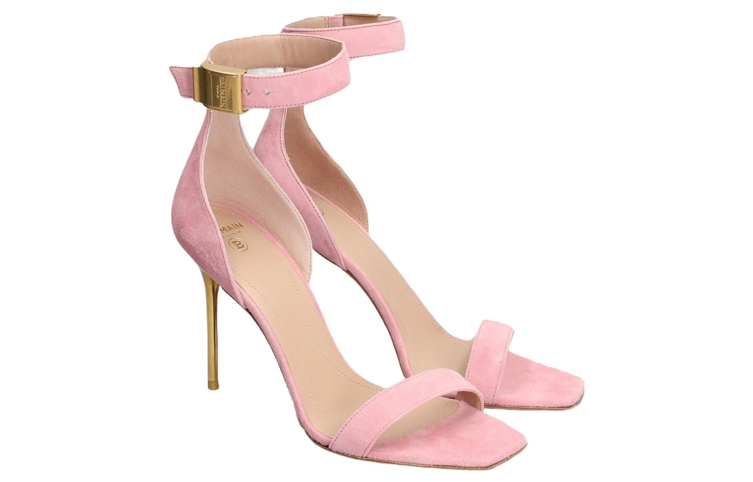 (W) Balmain Square Toe Buckle Mules 'Pink Velvet' 圖 3