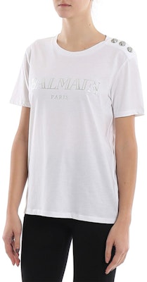 (W) BALMAIN SS21 圓領印花Logo短袖T恤 米色。 TF11350-I366GAC Purchase (W) BALMAIN SS21 圓領印花Logo短袖T恤 米色。 TF11350-I366GAC