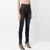 Shop (W) BALMAIN SS21 高腰修身扣帶細節牛仔褲 黑色 WF1MF000D134-0PC