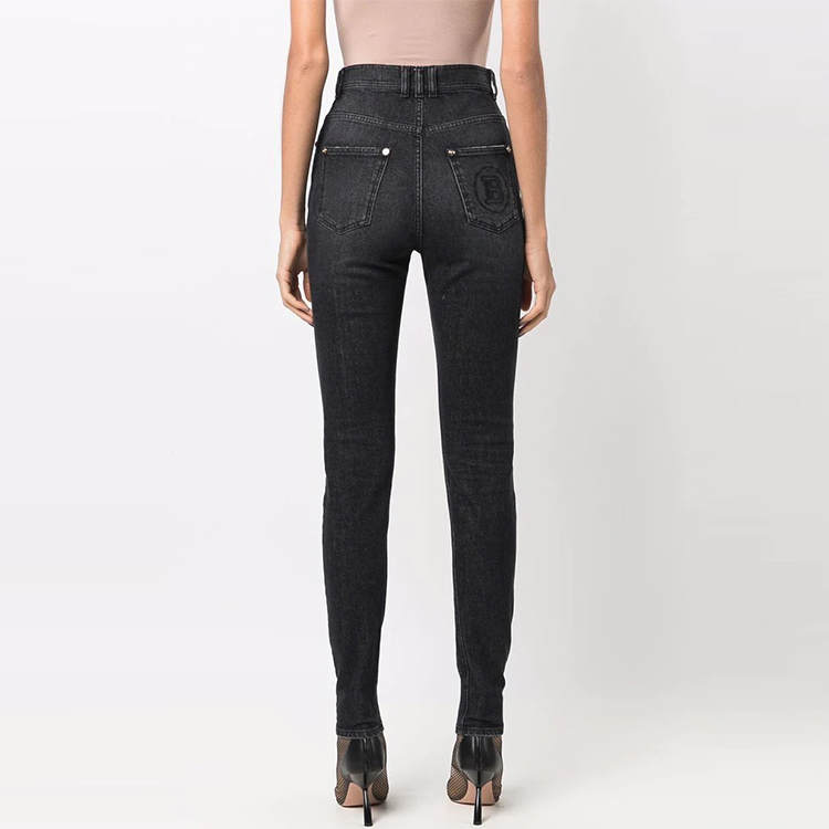 Purchase (W) 巴尔曼 SS21 高腰修身扣细节牛仔裤 黑色. WF1MF000D134-0PC