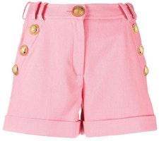 (Women) BALMAIN SS21 Pink Casual Shorts with Gold Button Details. VF15010-C208-4KH (Women) BALMAIN SS21 Pink Casual Shorts with Gold Button Details. VF15010-C208-4KH