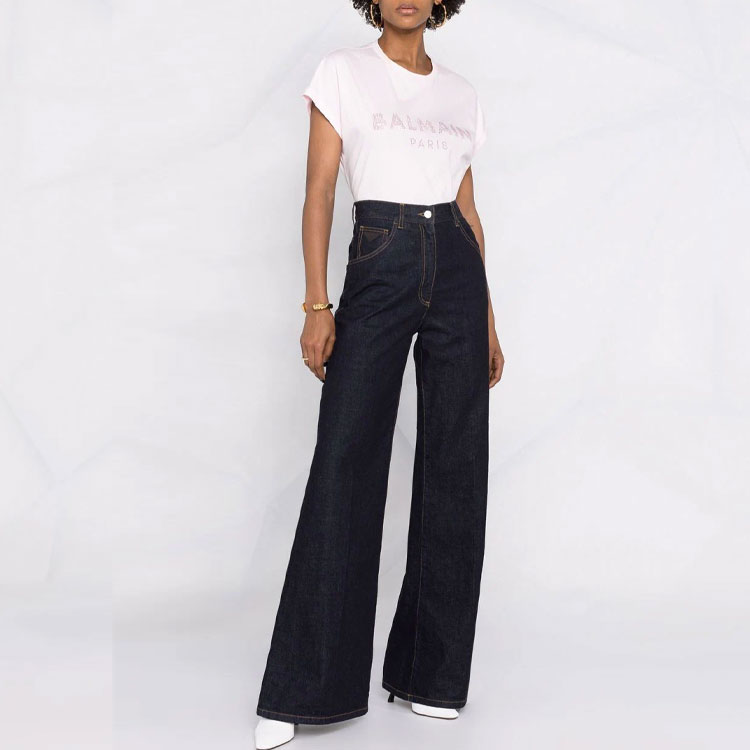 (Women) BALMAIN SS21 Pink Logo Studded Short Sleeve T-Shirt WF1EF010-B093-4AK 圖 5