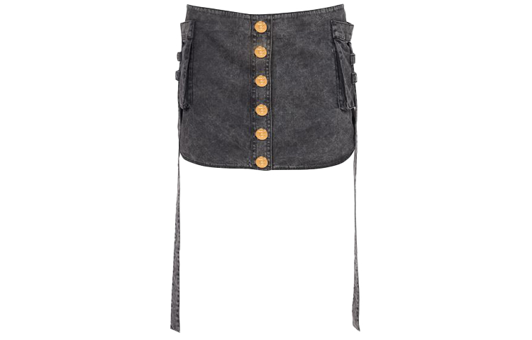 Order (W) BALMAIN SS22 釦式A字牛仔迷你裙 XF0LB445DC06-0PC