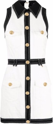 (W) BALMAIN SS22 拼接無袖中長連身裙 白色 XF1R5420DB57-GAB Buy (W) BALMAIN SS22 拼接無袖中長連身裙 白色 XF1R5420DB57-GAB