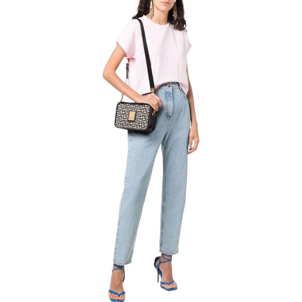 Lookbook (W) 巴尔曼 SS22 高腰印花牛仔裤 蓝色 WF1MK000D1386FC