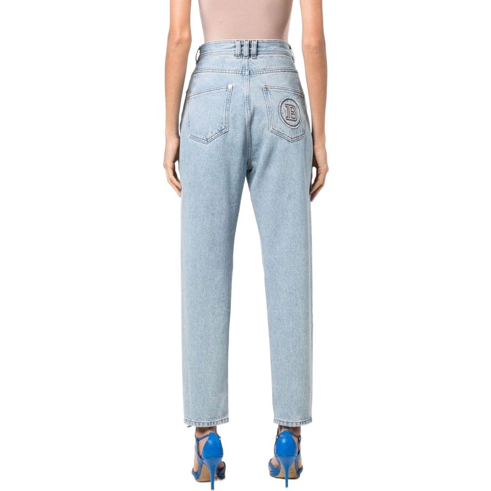 Purchase (W) 巴尔曼 SS22 高腰印花牛仔裤 蓝色 WF1MK000D1386FC