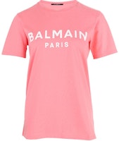 (Women) BALMAIN SS22 Pink Logo Print Short Sleeve Crewneck T-Shirt. XF1EF000BB02-OCO (Women) BALMAIN SS22 Pink Logo Print Short Sleeve Crewneck T-Shirt. XF1EF000BB02-OCO