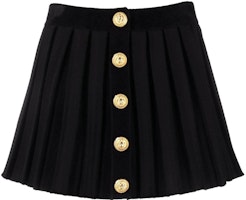 (Women) BALMAIN SS22 Pleated Buttoned Mini Skirt Black YF1LB478KC37 (Women) BALMAIN SS22 Pleated Buttoned Mini Skirt Black YF1LB478KC37
