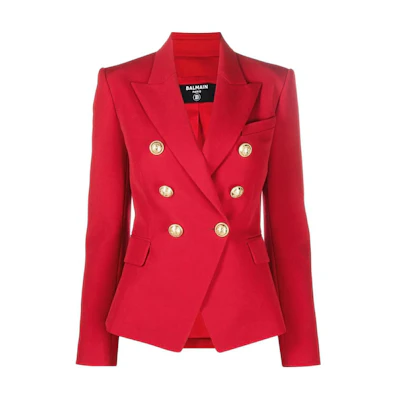 (Women) BALMAIN SS22 Slim Fit Double-Breasted Blazer Red XF0SG000WB05-3BX
