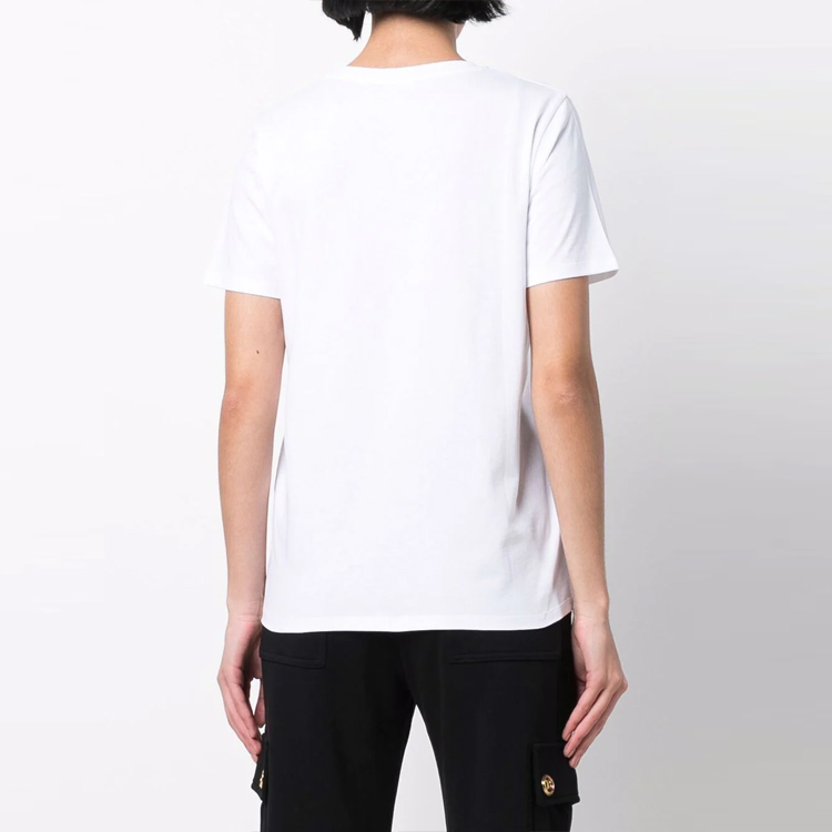 (Women) BALMAIN SS22  White Logo Print Casual Short Sleeve T-Shirt XF1EF000BB37-GAB 圖 5