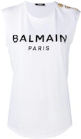 (Women) BALMAIN SS22 White Logo Print Tank Top with Wide Straps. XF1EB005BB02-GAB (Women) BALMAIN SS22 White Logo Print Tank Top with Wide Straps. XF1EB005BB02-GAB