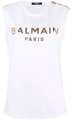 (W) BALMAIN SS22 白色背心金色浮雕鈕扣細節 XF1EB005BB28-GAD Buy (W) BALMAIN SS22 白色背心金色浮雕鈕扣細節 XF1EB005BB28-GAD