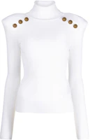 (Women) BALMAIN SS22 Fitted Turtleneck Sweater White YF1KH000KB000FA (Women) BALMAIN SS22 Fitted Turtleneck Sweater White YF1KH000KB000FA