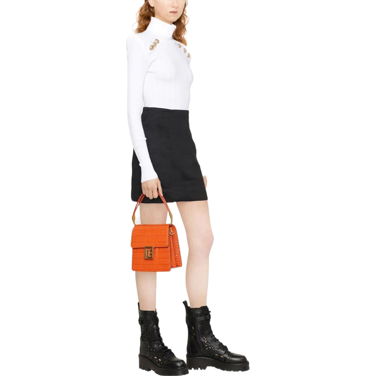 Purchase (Women) BALMAIN SS22 Fitted Turtleneck Sweater White YF1KH000KB000FA