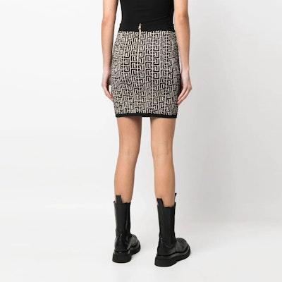 (W) BALMAIN SS23 黑白圖案提花針織裙。 AF1LB005KB02-GFE Shop (W) BALMAIN SS23 黑白圖案提花針織裙。 AF1LB005KB02-GFE