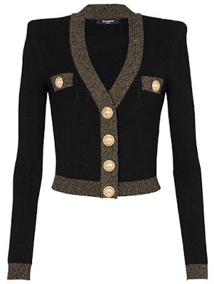 (W) 발망 SS23 블랙 자수 메쉬 브이넥 슬림 니트 크롭 탑 AF1KL013KD74 Buy (W) 발망 SS23 블랙 자수 메쉬 브이넥 슬림 니트 크롭 탑 AF1KL013KD74