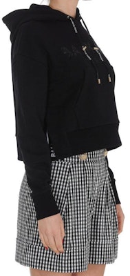 (W) 巴尔曼 SS23 黑色连帽衫 经典标志与水钻设计。 VF13792B010-EAP Purchase (W) 巴尔曼 SS23 黑色连帽衫 经典标志与水钻设计。 VF13792B010-EAP