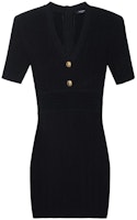 (Women) BALMAIN SS23 Black Ribbed Mesh Knit Tight Short Sleeve Dress. AF1R6030KB390PA (Women) BALMAIN SS23 Black Ribbed Mesh Knit Tight Short Sleeve Dress. AF1R6030KB390PA