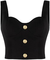 (Women) BALMAIN SS23 Black Slim-Fit Buttoned Cropped Tank Top AF1AB265WB05-0PA (Women) BALMAIN SS23 Black Slim-Fit Buttoned Cropped Tank Top AF1AB265WB05-0PA
