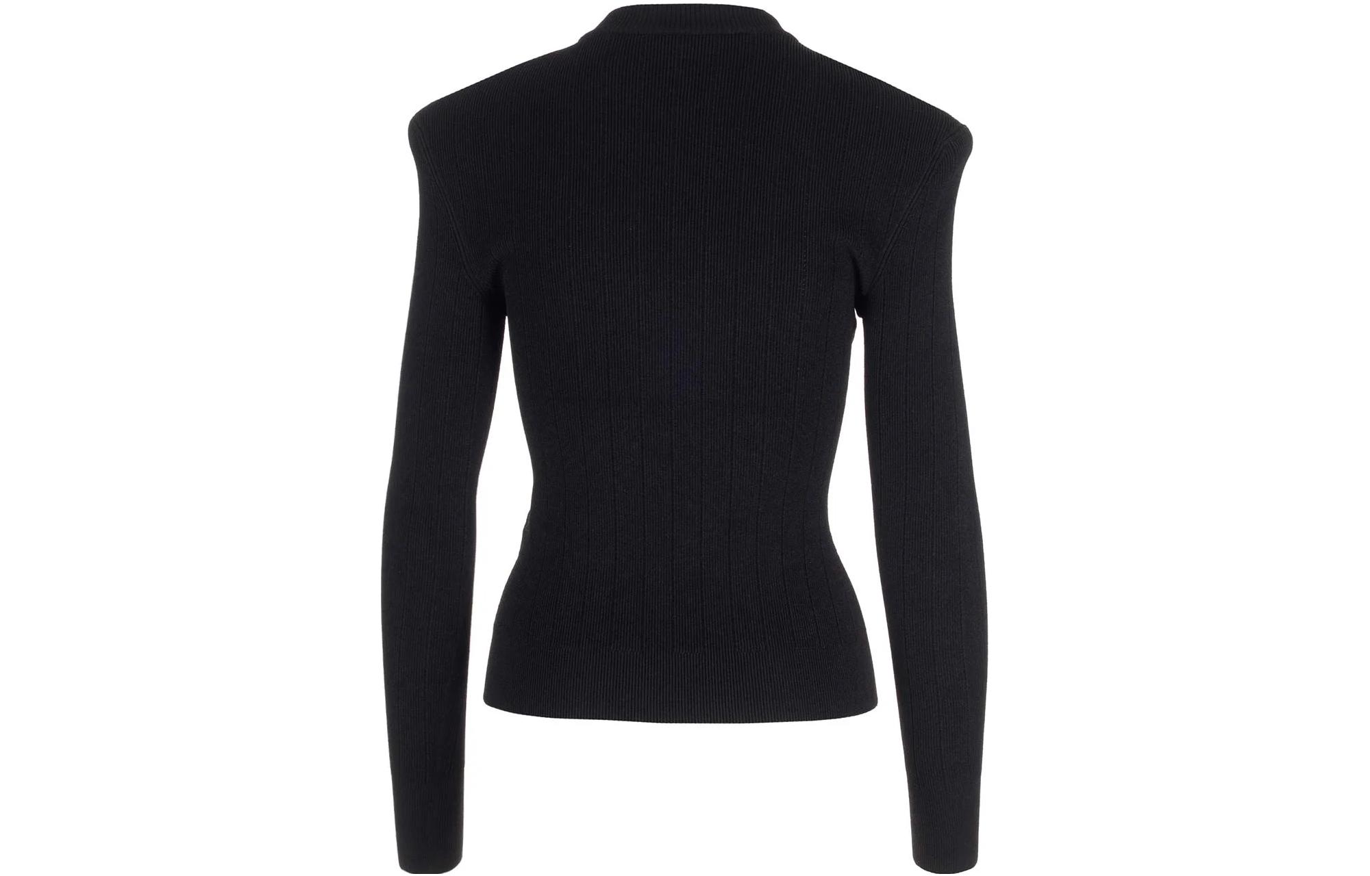 Lookbook (W) BALMAIN SS23 Sweater Hitam Crewneck Bertatah Stud. BF1KD001-KB07-0PA