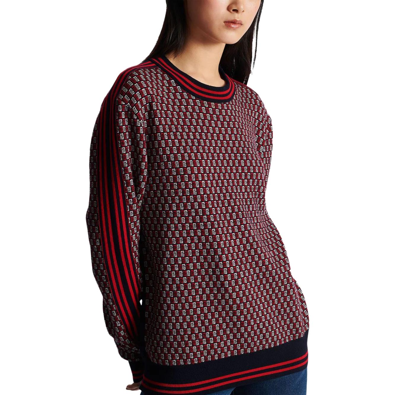 Cheap (W) 巴爾曼 SS23 經典紅色格紋針織毛衣 BF1KA003KE94-SJQ