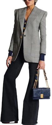 (W) 巴尔曼 SS23 灰色拼接格纹单扣西装外套. BF1SF040WB85-GAB Details for (W) 巴尔曼 SS23 灰色拼接格纹单扣西装外套. BF1SF040WB85-GAB