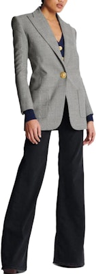 (W) 巴尔曼 SS23 灰色拼接格纹单扣西装外套. BF1SF040WB85-GAB Sizing (W) 巴尔曼 SS23 灰色拼接格纹单扣西装外套. BF1SF040WB85-GAB