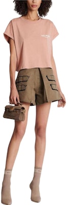 (Women) BALMAIN SS23 Pink Logo Graphic Crewneck T-Shirt. AF1EE005BB01-GIB Lookbook (Women) BALMAIN SS23 Pink Logo Graphic Crewneck T-Shirt. AF1EE005BB01-GIB