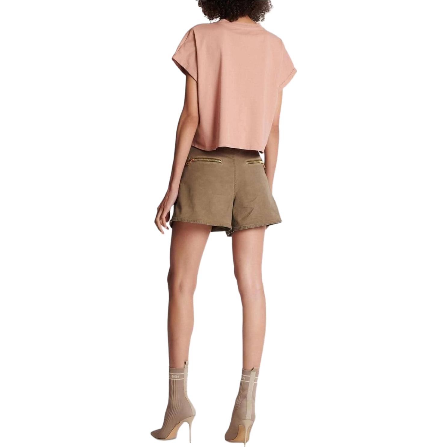 Shop (W) 巴尔曼 SS23 粉色标志印花圆领T恤. AF1EE005BB01-GIB