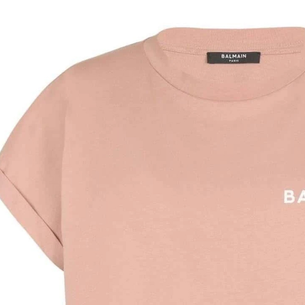 Sizing (W) 巴尔曼 SS23 粉色标志印花圆领T恤. AF1EE005BB01-GIB