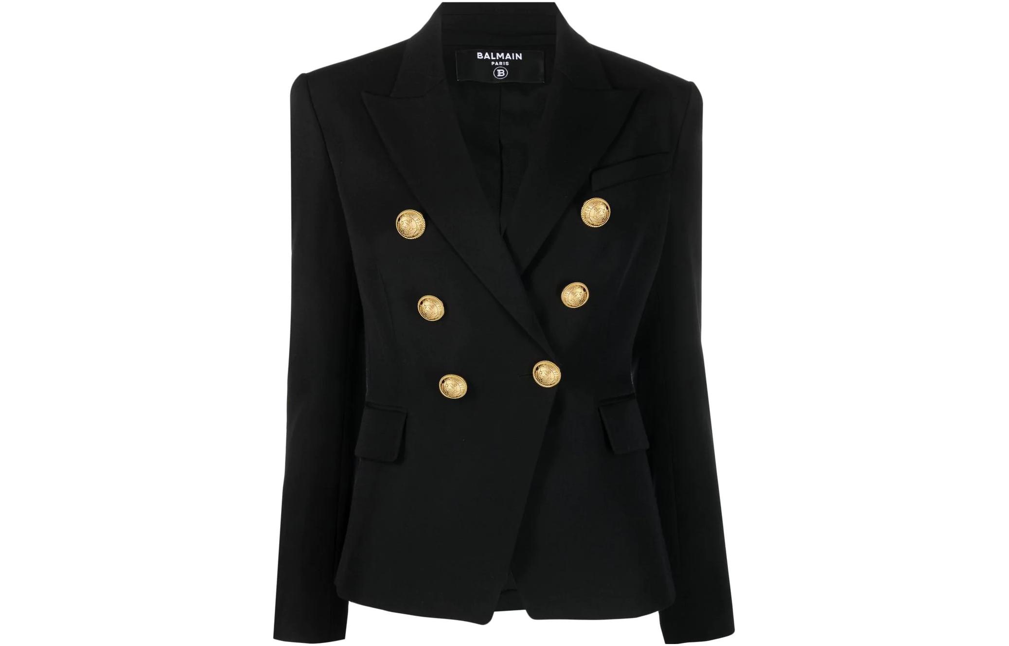 (Women) BALMAIN SS23  Slim Fit Double-Breasted Blazer Black AF0SG000WB05-0PA