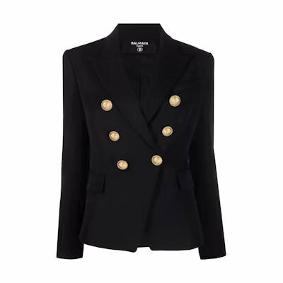 (Women) BALMAIN SS23 Slim Fit Double-Breasted Blazer Black AF0SG000WB05-0PA