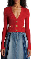 Shop (W) BALMAIN SS23 純紅色針織鈕扣開襟外套 BF1KL018-KE18-3KB