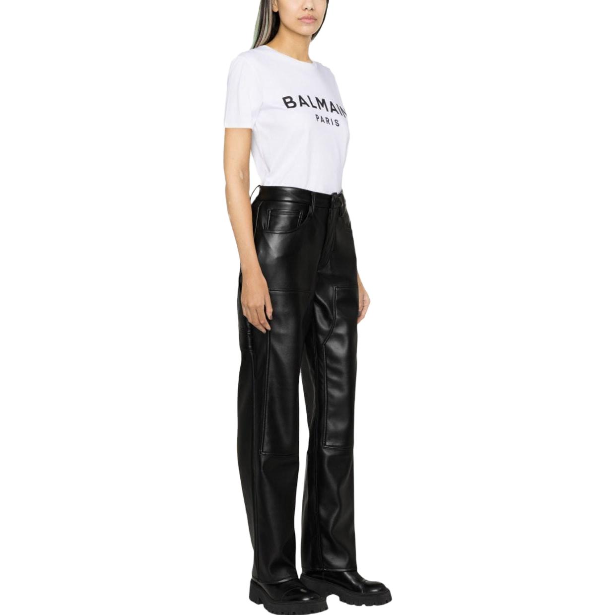 Purchase (W) BALMAIN SS23 Kaos Putih Crewneck Cetak Huruf Lengan Pendek AF0EF005BB02-GAB