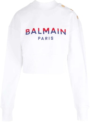 (W) BALMAIN SS23 白色印Logo圓領長袖上衣 BF1JO040-BC46-GPY Order (W) BALMAIN SS23 白色印Logo圓領長袖上衣 BF1JO040-BC46-GPY