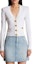 Lookbook (W) BALMAIN SS23 Kardigan Knit Putih V-Leher Dalam dengan Butang-Up AF0KL007KB07-0FA