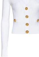 Sizing (W) BALMAIN SS23 白色深V釦式針織開襟衫 AF0KL007KB07-0FA