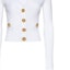 Cheap (W) BALMAIN SS23 Kardigan Knit Putih V-Leher Dalam dengan Butang-Up AF0KL007KB07-0FA