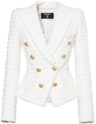 (W) BALMAIN SS23 白色雙排扣粗花呢外套 AF1SI207XE36-0FA Buy (W) BALMAIN SS23 白色雙排扣粗花呢外套 AF1SI207XE36-0FA