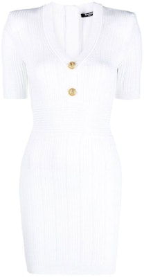 (W) BALMAIN SS23 白色短袖羅紋針織中長洋裝 AF1R6030KB39-OFA Buy (W) BALMAIN SS23 白色短袖羅紋針織中長洋裝 AF1R6030KB39-OFA
