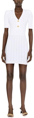 (W) BALMAIN SS23 白色短袖羅紋針織中長洋裝 AF1R6030KB39-OFA Lookbook (W) BALMAIN SS23 白色短袖羅紋針織中長洋裝 AF1R6030KB39-OFA