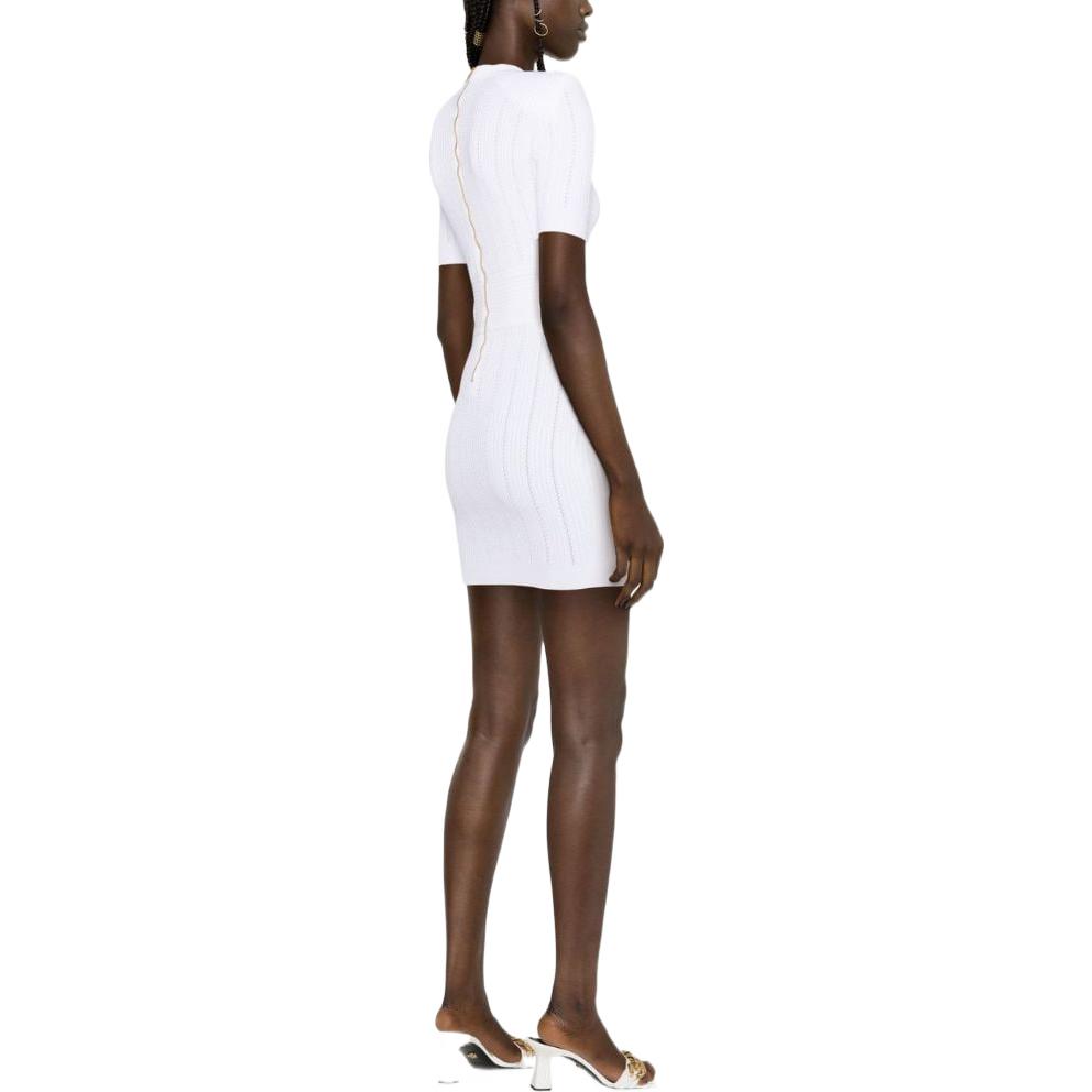 Purchase (W) BALMAIN SS23 白色短袖羅紋針織中長洋裝 AF1R6030KB39-OFA