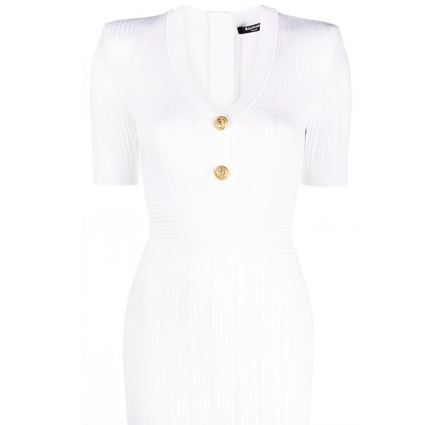 Details for (W) BALMAIN SS23 白色短袖羅紋針織中長洋裝 AF1R6030KB39-OFA