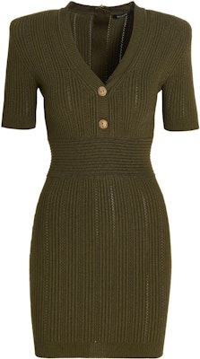 (W) BALMAIN 2023春夏綠色羅紋網眼針織短袖修身連衣裙 AF1R6030KB397CH Order (W) BALMAIN 2023春夏綠色羅紋網眼針織短袖修身連衣裙 AF1R6030KB397CH