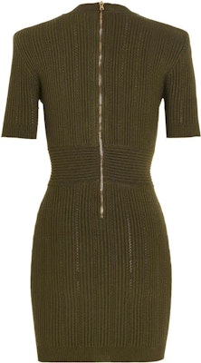 (W) BALMAIN 2023春夏綠色羅紋網眼針織短袖修身連衣裙 AF1R6030KB397CH Lookbook (W) BALMAIN 2023春夏綠色羅紋網眼針織短袖修身連衣裙 AF1R6030KB397CH