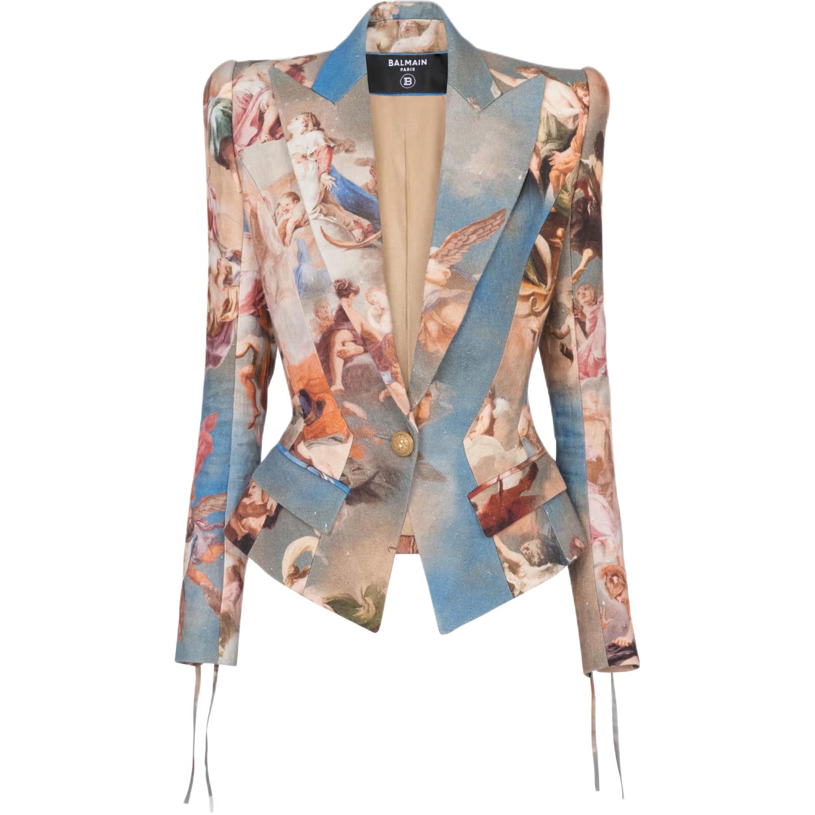 (Women) BALMAIN SS23 Long Sleeve Monogram Single-Button Blazer AF0SE008-HB18-SBI